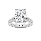 8.66 ctw Elongated Cushion Lab-Grown Diamond Split Shank Side Stone Engagement Ring in Platinum for Women | Colorless E, VS1 Clarity, IGI Certified 8.00 ct Center Diamond