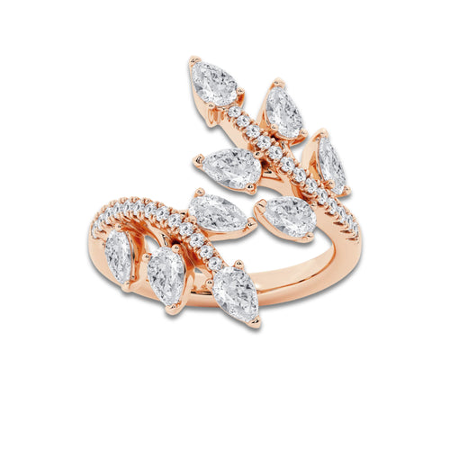Dreamer 2 ctw Pear Lab Grown Diamond Leaf Bypass Ring 14K Rose Gold, DE, VS1