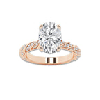 7.42 ctw Oval Lab-Grown Diamond Twisted Band Engagement Ring in 14K Rose Gold for Women | Colorless D, VVS1 Clarity, IGI Certified 7.00 ct Center Diamond