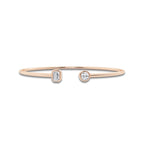 1/2 ctw Round and Emerald Lab Grown Diamond Open Bangle Bracelet - 7 Inches 14K Rose Gold, DE, VS1