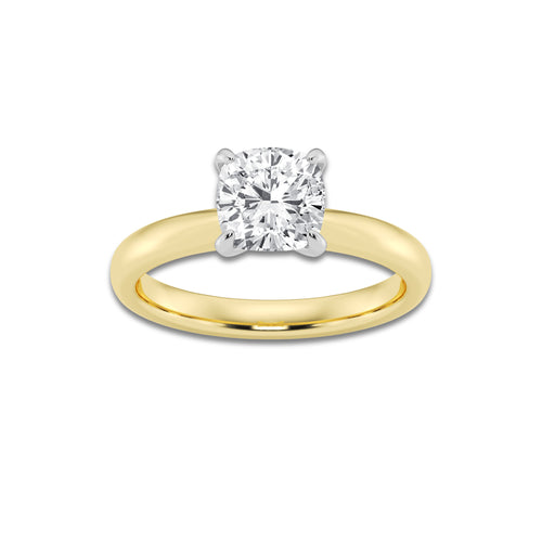 1.50 ctw Cushion Lab-Grown Diamond Solitaire Engagement Ring in 14K White Gold And Yellow Gold for Women | Colorless D, VVS1 Clarity, IGI Certified