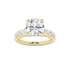 2.04 Ct Round Lab-Grown Diamond Half Eternity Engagement Ring in 14K Yellow Gold for Female, Colorless (D), VVS1 Clarity | IGI Certified, 1.50 Ct Center Diamond
