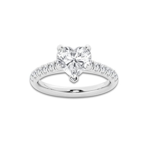 2.41 ctw Heart Lab-Grown Diamond Pave Engagement Ring in Platinum for Women | D Color, VVS1 Clarity, IGI Certified 2.00 ct Center Diamond
