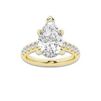 4.43 ctw Pear Lab-Grown Diamond Pave Engagement Ring in 14K Yellow Gold for Women | D Color, VVS1 Clarity, IGI Certified 4.00 ct Center Diamond