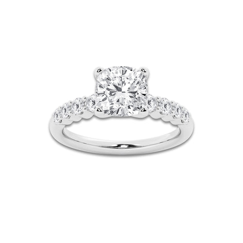 3.04 ctw Pear Lab-Grown Diamond Side Stone Engagement Ring in 14K White Gold for Women | Colorless D, VVS1 Clarity, IGI Certified 2.50 Ct Center Diamond