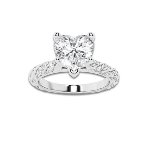 1.94 ctw Heart Lab-Grown Diamond Twisted Band Engagement Ring in Platinum for Women | Colorless D, VVS1 Clarity, IGI Certified 1.50 ct Center Diamond