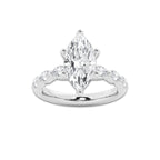 2.53 ctw Marquise Lab-Grown Diamond Marquise Side Stone Engagement Ring in 14K White Gold for Women | Colorless E, VS1 Clarity, IGI Certified 2.00 ct Center Diamond