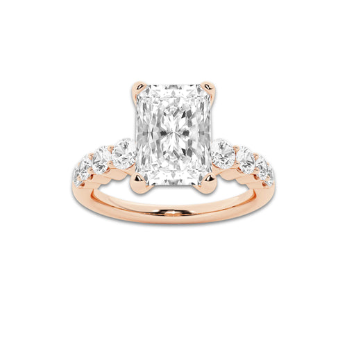 2.04 ctw Radiant Lab-Grown Diamond Side Stone Engagement Ring in 14K Rose Gold for Women | Colorless D, VVS1 Clarity, IGI Certified 1.50 Ct Center Diamond