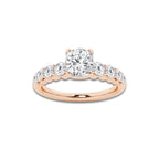 1.29 ctw Cushion Lab-Grown Diamond Side Stone Engagement Ring in 14K Rose Gold for Women | Colorless E, VS1 Clarity, IGI Certified 0.75 Ct Center Diamond