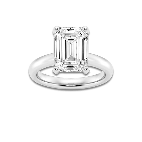 4.00 ctw Emerald Lab-Grown Diamond Minimalist Engagement Ring in 14K White Gold for Women | E Color, VS1 Clarity, IGI Certified