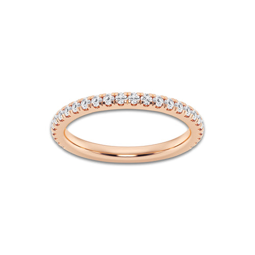 Lacey 1/3 ctw Round Lab Grown Diamond Micro Pave Wedding Band 14K Rose Gold, DE, VS1