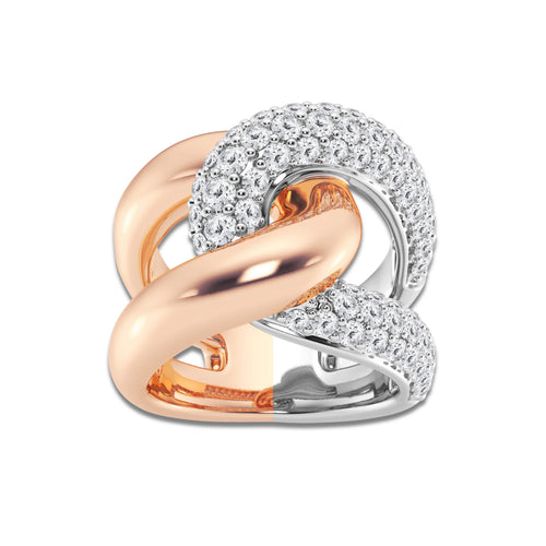 Amp 2 ctw Round Lab Grown Diamond Twist Band 14K Two-Tone White & Rose Gold, DE, VS1
