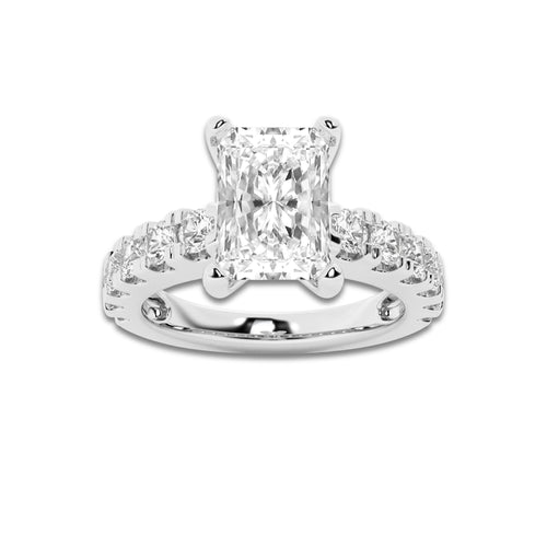 2.50 ctw Radiant Lab-Grown Diamond Split-Prong Set Side Stone Engagement Ring in 14K White Gold for Women | Colorless D, VVS1 Clarity, IGI Certified 1.50 ct Center Diamond
