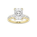 2.04 ctw Radiant Lab-Grown Diamond Side Stone Engagement Ring in 14K Yellow Gold for Women | Colorless E, VS1 Clarity, IGI Certified 1.50 Ct Center Diamond