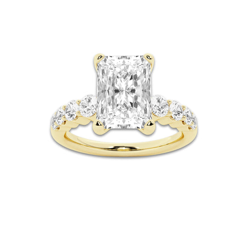 2.04 ctw Radiant Lab-Grown Diamond Side Stone Engagement Ring in 14K Yellow Gold for Women | Colorless E, VS1 Clarity, IGI Certified 1.50 Ct Center Diamond