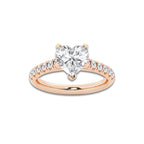 2.41 ctw Heart Lab-Grown Diamond Pave Engagement Ring in 14K Rose Gold for Women | D Color, VVS1 Clarity, IGI Certified 2.00 ct Center Diamond