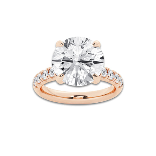 7.55 ctw Round Lab-Grown Diamond Pave Engagement Ring in 14K Rose Gold for Women | D Color, VVS1 Clarity, IGI Certified 7.00 ct Center Diamond