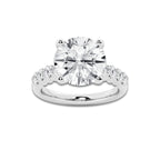 7.66 Ct Round Lab-Grown Diamond Half Eternity Engagement Ring in Platinum for Female, Colorless (E), VS1 Clarity | IGI Certified, 7.00 Ct Center Diamond