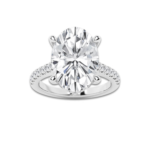8.45 ctw Oval Lab-Grown Diamond Hidden Halo Side Stone Engagement Ring in Platinum for Women | Colorless E, VS1 Clarity, IGI Certified 8.00 ct Center Diamond