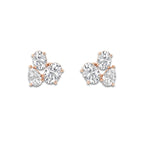 1 ¾ ctw Mosaic Oval and Pear Three Stone Stud Earrings 14K Rose Gold, DE, VS1