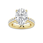 9.00 ctw Oval Lab-Grown Diamond Split-Prong Set Side Stone Engagement Ring in 14K Yellow Gold for Women | Colorless D, VVS1 Clarity, IGI Certified 8.00 ct Center Diamond