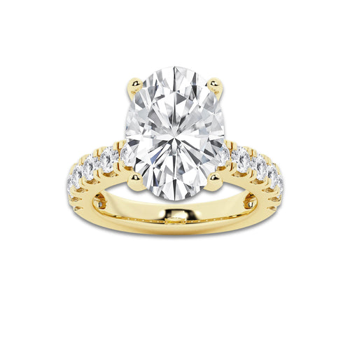 9.00 ctw Oval Lab-Grown Diamond Split-Prong Set Side Stone Engagement Ring in 14K Yellow Gold for Women | Colorless D, VVS1 Clarity, IGI Certified 8.00 ct Center Diamond
