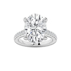 7.45 ctw Oval Lab-Grown Diamond Hidden Halo Side Stone Engagement Ring in Platinum for Women | Colorless E, VS1 Clarity, IGI Certified 7.00 ct Center Diamond