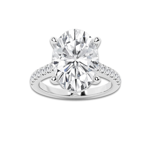 7.45 ctw Oval Lab-Grown Diamond Hidden Halo Side Stone Engagement Ring in Platinum for Women | Colorless E, VS1 Clarity, IGI Certified 7.00 ct Center Diamond