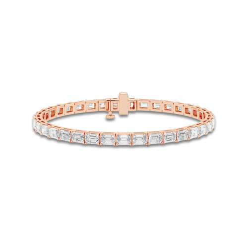10 ctw Emerald Lab Grown Diamond East-West Tennis Bracelet - 6 Inches 14K Rose Gold, DE, VS1