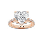 4.34 ctw Heart Lab-Grown Diamond Hidden Halo Side Stone Engagement Ring in 18K Rose Gold for Women | Colorless E, VS1 Clarity, IGI Certified 4.00 ct Center Diamond