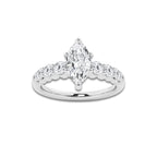 1.54 ctw Marquise Lab-Grown Diamond Side Stone Engagement Ring in 14K White Gold for Women | Colorless D, VVS1 Clarity, IGI Certified 1.00 Ct Center Diamond