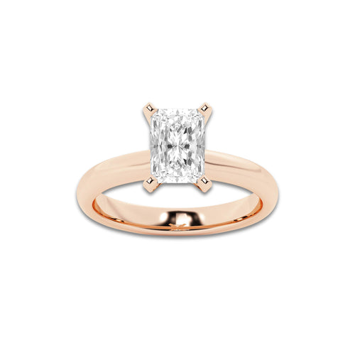 1.50 ctw Radiant Lab-Grown Diamond Minimalist Engagement Ring in 14K Rose Gold for Women | E Color, VS1 Clarity, IGI Certified