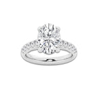 3.93 ctw Oval Lab-Grown Diamond Pave Engagement Ring in 14K White Gold for Women | D Color, VVS1 Clarity, IGI Certified 3.50 ct Center Diamond