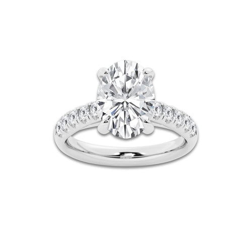 3.93 ctw Oval Lab-Grown Diamond Pave Engagement Ring in 14K White Gold for Women | D Color, VVS1 Clarity, IGI Certified 3.50 ct Center Diamond