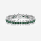 14 1/2 Created Emerald and Round and Pear Lab Grown Diamond Bracelet - 7 Inches Platinum