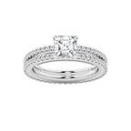 1.69 ctw Asscher Lab-Grown Diamond Double Row Diamond Engagement Ring in 14K White Gold for Women | Colorless D, VVS1 Clarity, IGI Certified 1.00 ct Center Diamond