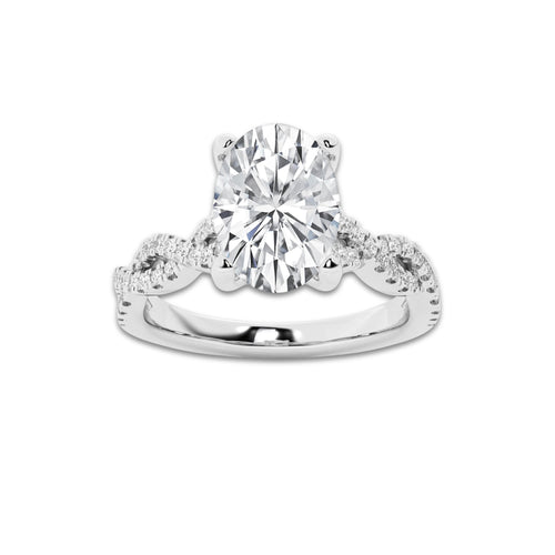 1.75 ctw Oval Lab-Grown Diamond Twisted Shank Engagement Ring in 14K White Gold for Women | D Color, VVS1 Clarity, IGI Certified 1.50 ct Center Diamond