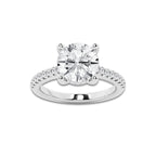 3.28 ctw Round Lab-Grown Diamond Hidden Halo Side Stone Engagement Ring in Platinum for Women | Colorless E, VS1 Clarity, IGI Certified 3.00 ct Center Diamond