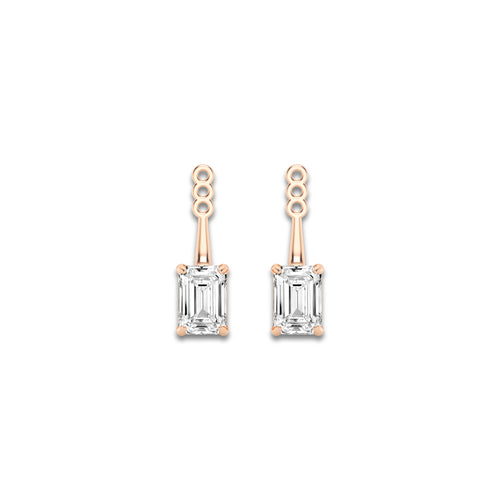 1 1/2 ctw Emerald Lab Grown Diamond Drop Earring Jackets 14K Rose Gold, E, VS1