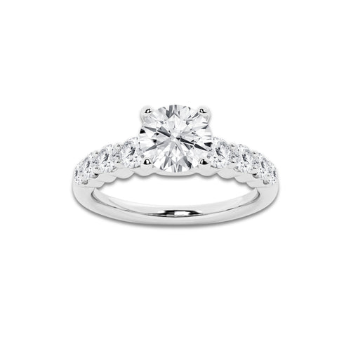 1.54 ctw Round Lab-Grown Diamond Side Stone Engagement Ring in Platinum for Women | Colorless D, VVS1 Clarity, IGI Certified 1.00 Ct Center Diamond
