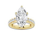 9.00 ctw Marquise Lab-Grown Diamond Split-Prong Set Side Stone Engagement Ring in 14K Yellow Gold for Women | Colorless E, VS1 Clarity, IGI Certified 8.00 ct Center Diamond