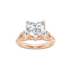 6.61 ctw Heart Lab-Grown Diamond Side Stone Engagement Ring in 14K Rose Gold for Women | Colorless D, VVS1 Clarity, IGI Certified 6.00 ct Center Diamond
