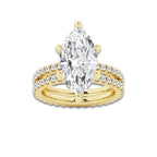 6.22 ctw Marquise Lab-Grown Diamond Double Row Diamond Engagement Ring in 14K Yellow Gold for Women | Colorless D, VVS1 Clarity, IGI Certified 5.00 ct Center Diamond