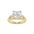 8.61 ctw Heart Lab-Grown Diamond Side Stone Engagement Ring in 14K Yellow Gold for Women | Colorless E, VS1 Clarity, IGI Certified 8.00 ct Center Diamond