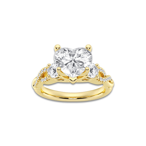 8.61 ctw Heart Lab-Grown Diamond Side Stone Engagement Ring in 14K Yellow Gold for Women | Colorless E, VS1 Clarity, IGI Certified 8.00 ct Center Diamond