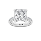 8.55 ctw Princess Lab-Grown Diamond Pave Engagement Ring in 14K White Gold for Women | D Color, VVS1 Clarity, IGI Certified 8.00 ct Center Diamond