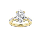 3.93 ctw Oval Lab-Grown Diamond Pave Engagement Ring in 14K Yellow Gold for Women | E Color, VS1 Clarity, IGI Certified 3.50 ct Center Diamond