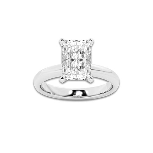 4.00 ctw Radiant Lab-Grown Diamond Minimalist Engagement Ring in 14K White Gold for Women | E Color, VS1 Clarity, IGI Certified