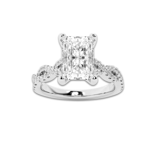 3 1/4 ctw Radiant Lab Grown Diamond Double Twist Engagement Ring Platinum, D, VVS | 3 ct Center