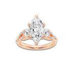 3.10 ctw Marquise Lab-Grown Diamond Side Stone Engagement Ring in 14K Rose Gold for Women | Colorless D, VVS1 Clarity, IGI Certified 2.50 ct Center Diamond